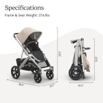 UPPAbaby Vista V3 Stroller - Full-Size Single-to-Double Stroller System - Toddler Seat, Bug Shield, Rain Shield, and Storage Bag Included - Declan  Oat Mélange