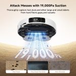 Mova P50 Pro Ultra Robot Vacuum and Mop, 19,000Pa Suction with Anti-Tangle Brush, Removable & Liftable Mop for Carpet & Floor, 167℉ Mop & Washboard Self Drying & Cleaning, Auto Empty & Refill
