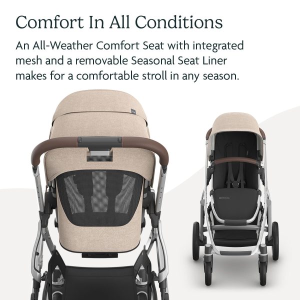 UPPAbaby Vista V3 Stroller - Full-Size Single-to-Double Stroller System - Toddler Seat, Bug Shield, Rain Shield, and Storage Bag Included - Declan  Oat Mélange